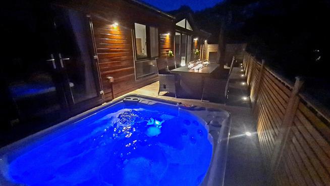 Decking & Hot Tub at Night